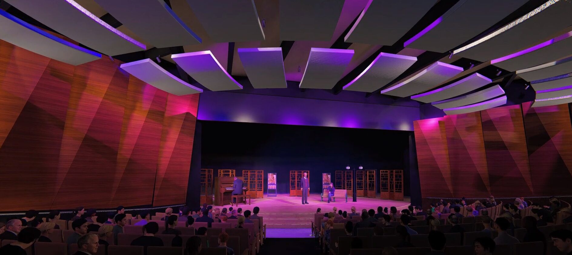 Interior rendering of the Canterbury Woods Performing Arts Center